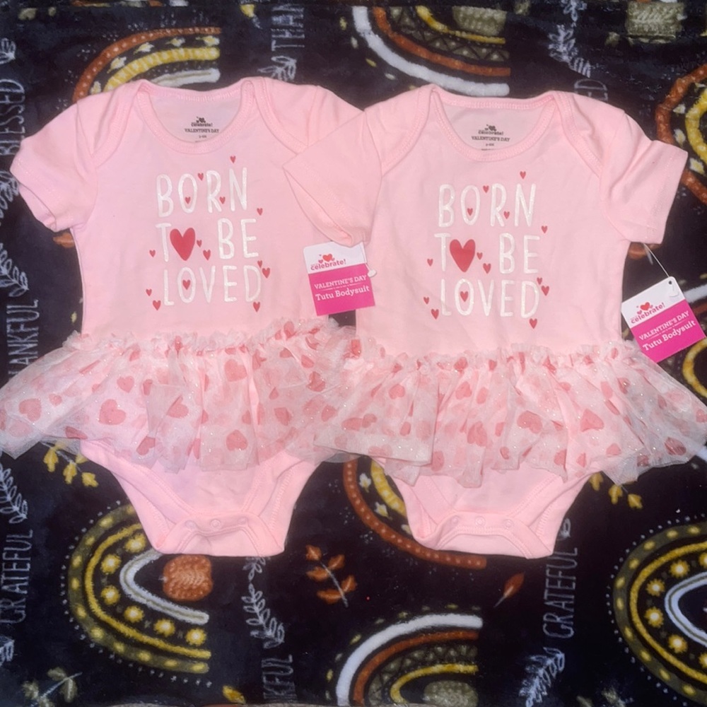 Twin Girls Valentines Day Outfits Size 3-6 Months